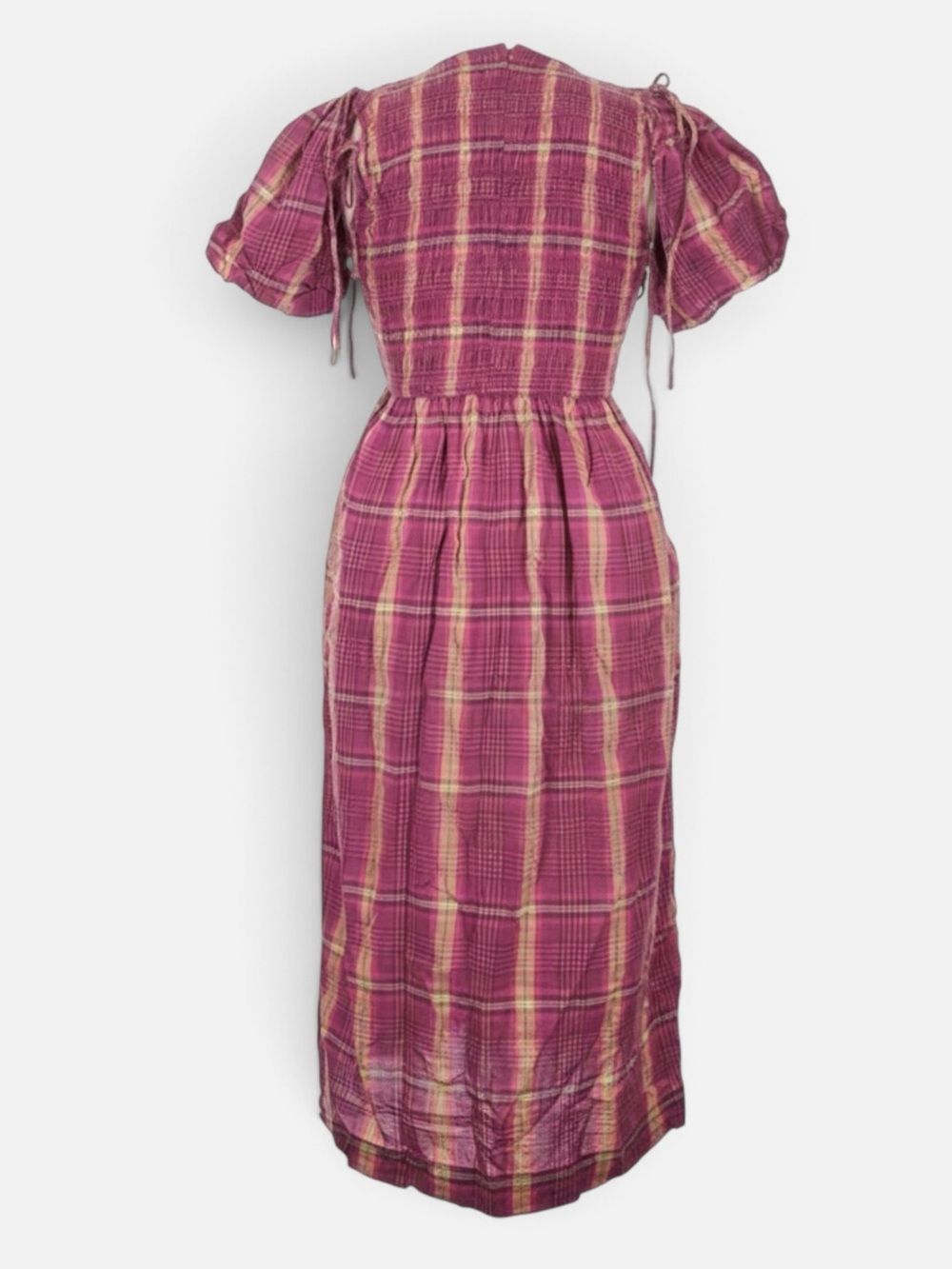 Damson Madder Becca Multi-Way Midi Dress in Pink/Khaki Check | US 12 - Picture 12 of 16